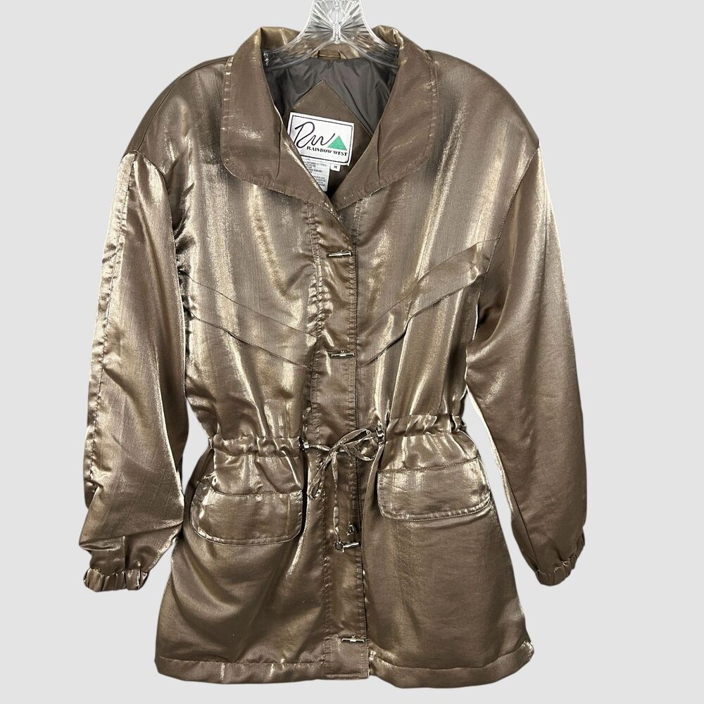 Rainbow West Vintage Metallic Gold Jacket Women’s M Toggle Waist Cincher